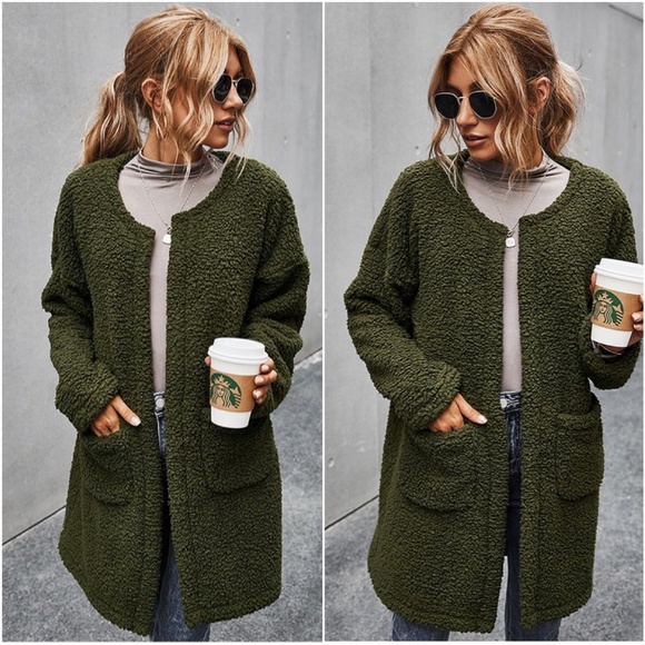 CFurry jacket coat with pockets - CAMEL - Picture 3 of 4